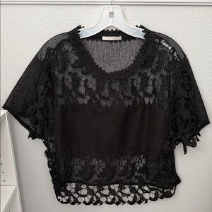 Vintage Zara Black Crochet Lace Blouse